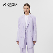 kkrizia浅紫色时髦双排扣oversize宽松西装外套女