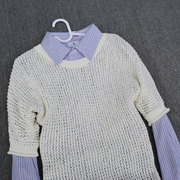 瑕疵款外贸圆领针织衫，蝙蝠半袖纯棉洞洞，毛衣小个子小码w190101