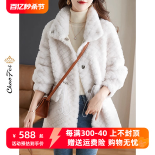 韩版颗粒羊剪绒大衣女2023中长款年轻冬装羊羔毛皮草一体外套
