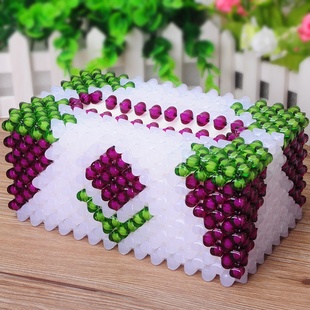 DIY手工串珠纸巾盒材料包编织家用饰品制作葡萄散珠子抽纸盒