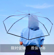 一键开关透明全自动雨伞网红折叠伞小清新白色女生高颜值情侣伞