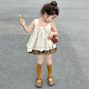 女童套装夏装儿童宝宝吊带上衣短裤两件套中小童网红炸街超酷穿搭