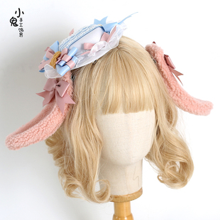 原创可爱发饰玩具周年，lolita蝴蝶结兔耳朵，发箍发夹小礼帽对夹边夹