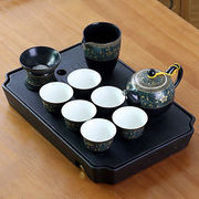 蕉夏景德镇复古青花瓷茶具套装家用简约功夫茶茶具盖碗茶杯陶瓷托