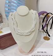 韩国东大门多层珍珠串珠小众麻花项链短款毛衣链气质时尚个性