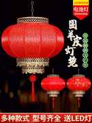 户外防水圆羊皮灯笼，吊灯挂饰大红仿古中式广告印字定制新年红灯笼