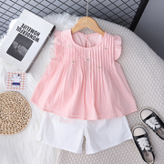 女宝宝夏装洋气女童短袖套装夏季韩版小孩衣服两件套时髦童装