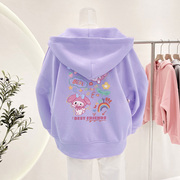 女童卫衣秋冬2023加绒韩版潮时尚，洋气中大童，儿童紫色童装上衣
