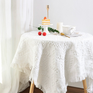 北欧茶几垫桌布ins风，白色床头柜布罩，长方桌圆桌台布防尘盖布桌垫
