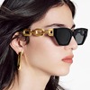 欧美大方框金链条(金链条)墨镜女士太阳镜，优雅高级感防紫外线大框遮阳眼镜