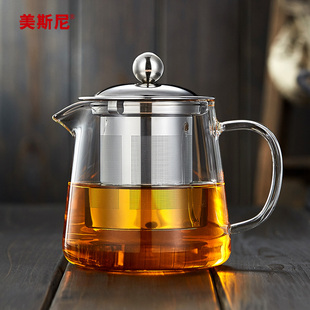 美斯尼玻璃茶壶耐高温过滤泡茶壶，家用水壶茶水，分离煮茶壶加厚茶具