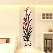 墨花创意水晶亚克力3d立体墙，贴画玄关客厅，卧室电视背景墙贴纸装饰