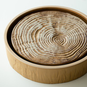 日式粗陶茶盘陶瓷储水式可分离家用客厅功夫茶具小茶台树桩年轮