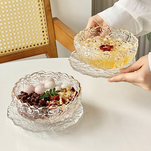 网红餐厅玻璃甜品碗碟套装糖水雪糕酸奶燕窝小吃碗绵绵冰碗高颜值