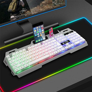 真机械手感有线键盘鼠标套装发光电脑台式USB有字符灯光背光悬浮