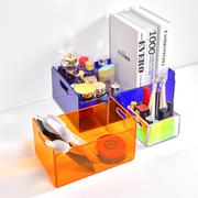 简约亚克力收纳盒定制桌面文具整理置物盒大号透明单层饰品储物盒