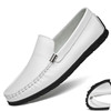 春季小白鞋男士豆豆鞋，真皮一脚蹬软皮软底，白色皮鞋小码3637