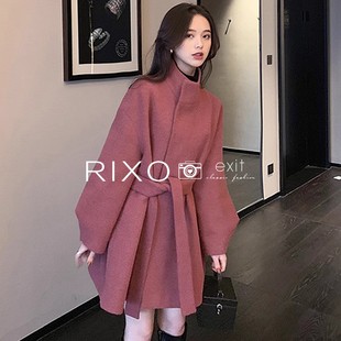 RIXO EXIT法式小个子毛呢外套女秋冬加厚气质收腰显瘦中长款大衣
