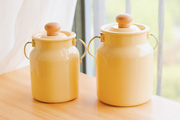 老麦奶油系小清新复古奶黄色搪瓷奶茶桶牛奶桶储存桶水壶