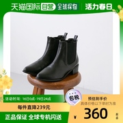 日本直邮menuemenue尖头，低跟侧戈尔靴(1020黑色pu)短靴