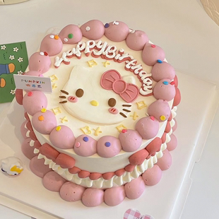 kt猫小叮当蛋糕装饰happybirthday软胶猫咪摆件，生日烘焙装扮插件