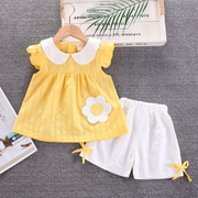 女宝宝夏装一岁婴儿夏季衣服，小儿童短袖，两件套夏天洋气女童套装夏