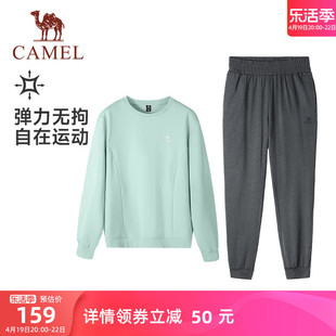 骆驼女装卫衣套装女2024休闲运动健身跑步长袖两件套宽松长裤