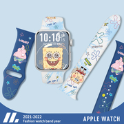 适用于iwatch表带6/5/4/3/2/1/se苹果手表表带女款applewatch表带小众日系联名潮夏天创意高级运动印花ins新