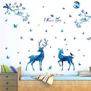 蓝色小鹿家居墙贴画客厅卧室墙上装饰品沙发电视背景墙壁纸自粘贴