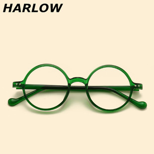 素颜绿色眼镜框男女潮，圆形小框复古近视眼镜，女可配度数tr90眼镜架