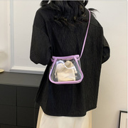 糖果色PVC透明小方包含帆布袋内饰零钱手机子母包夏韩版单肩斜挎