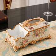 欧式奢华复古纸巾盒烟灰缸水果盘三件套创意家用客厅茶几摆件