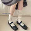 坚果妈咪芭蕾风袜子女长筒堆堆袜配小皮鞋薄款jk白色小腿袜夏季