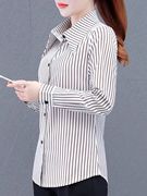 竖条纹衬衫女长袖2024春韩版洋气雪纺衫中年妈妈衬衣气质上衣