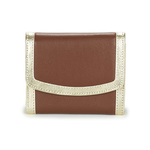 Betty London女包翻盖式手拿包零钱包卡包棕色金色23法国品牌