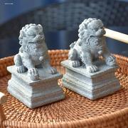 直供石狮子一对看门石头雕刻小狮子，摆件小号门口家用你微景观中国