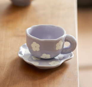 肆月意式咖啡杯套装杯碟家用陶瓷下午茶拉花杯子女生精致小众设计