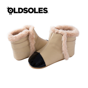 不退换！！OldSoles秋冬季婴幼儿加绒保暖冬靴真皮软底学步鞋