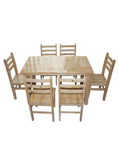 全实木餐桌椅子组合原木饭桌长方形桌小户型，家具餐厅饭店柏木桌子