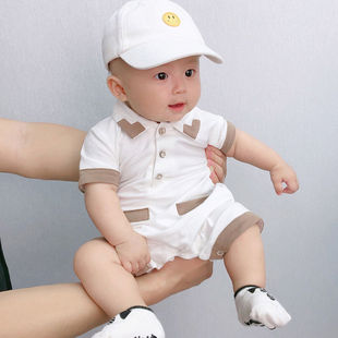 纯棉婴儿连体衣服宝宝夏装，3半袖5哈衣男童夏天6个月7小孩0一1岁半