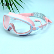 儿童泳镜中童少儿游泳眼镜大框平光高清透明防雾防水硅胶柔软舒适
