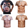 抖音嘟嘴猴子短袖t恤夏季3d动物图案T恤男士搞笑大猩猩半袖衫衣服