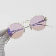 日系vintage白山眼镜店蝌蚪同款透明板材复古圆框墨镜男女眼镜框