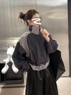 欧洲站2024春秋设计感洋气，拼色短款防晒外套欧货夹克棒球服女