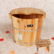30cm35cm高杉木(高杉木，)带盖洗脚木桶泡脚木盆，足浴桶适中家用泡脚木桶