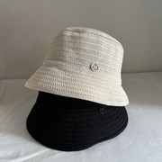 日本和纸高级感盆帽女士针织春夏透气轻便渔夫帽平顶小帽檐休闲