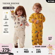 TeenieWeenie Kids小熊童装23年款秋冬男女宝宝加绒卫衣裤套装