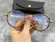 王牌眼镜框架复古圆框纯钛超轻带鼻托板材男女近视平光镜