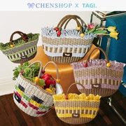 Tagi.时尚甜美木头果子编织手提野餐篮子包包CHENSHOP设计师品牌