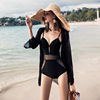 2024镂空性感泳衣女，连体遮肚显瘦外披泡温泉泳装罩衫海边沙滩